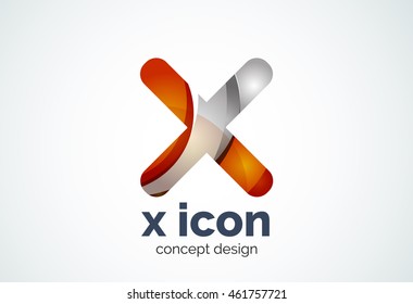 X Cross-Logo-Vorlage, rotiert plus, Medizin oder Buchstaben Konzept. Moderner minimaler Design-Logotyp mit geometrischen Formen - Kreise, überlappende Elemente
