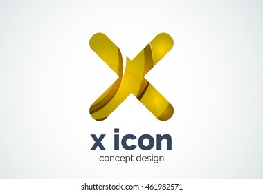 X Cross-Logo-Vorlage, rotiert plus, Medizin oder Buchstaben Konzept. Moderner minimaler Design-Logotyp mit geometrischen Formen - Kreise, überlappende Elemente