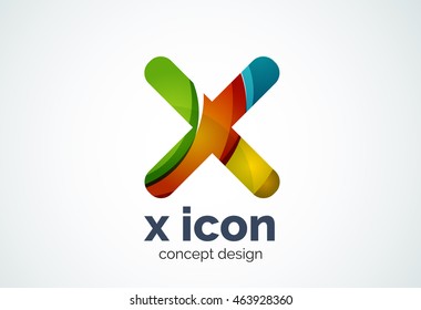 X Cross-Logo-Vorlage, rotiert plus, Medizin oder Buchstaben Konzept. Moderner minimaler Design-Logotyp mit geometrischen Formen - Kreise, überlappende Elemente