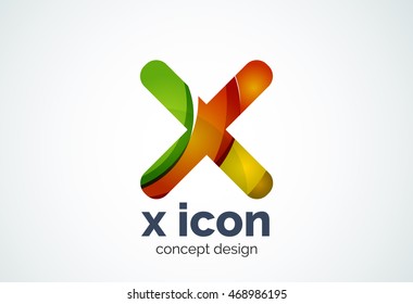 Plantilla de logotipo cruzado X, rotado más, concepto médico o carta. Logotipo moderno de diseño mínimo creado con formas geométricas - círculos, elementos superpuestos