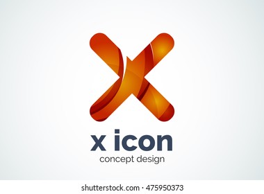 X cross logo template, rotated plus, medical or letter concept. Modern minimal design logotype created with geometric shapes - circles, overlapping elements