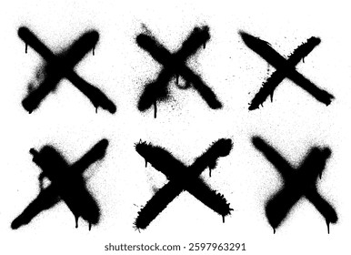 X Cross Spray Paint Stroke Vector Set	
