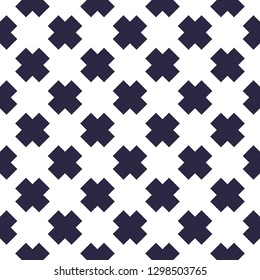 X crosses seamless minimalistic vector background, minimal simple geometric pattern. Single color, black and white.