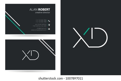 X & D joint stroke logo design with business card template
