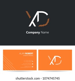X & D line logo stroke letter design with business card template