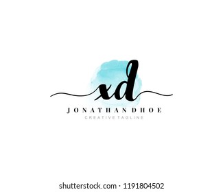 X D XD Initial watercolor logo on white background. Logo template vector