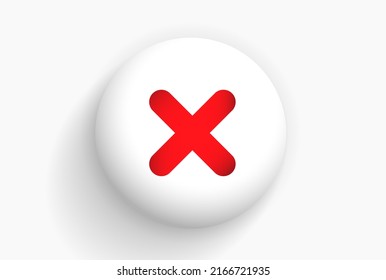 X or deny icon. Cross symbol. False emblem. 3D red round close vector icon. Delete symbol. Modern, simple, flat, line cancel icon vector illustration for website, mobile application, business presenta