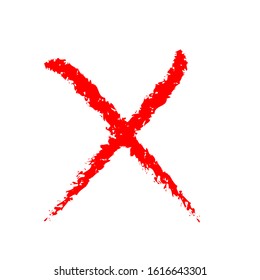 X or deny icon. Grunge X mark. Grunge letter X.