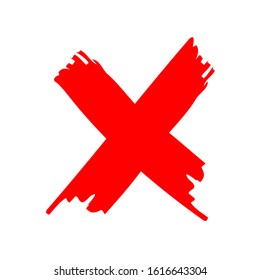 X or deny icon. Grunge X mark. Grunge letter X.