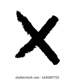 X or deny icon. Grunge X mark. Grunge letter X.