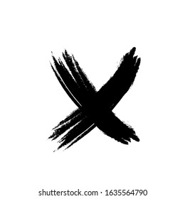 X or deny icon. Grunge X mark. Grunge letter X.