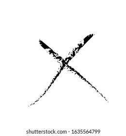 X or deny icon. Grunge X mark. Grunge letter X.