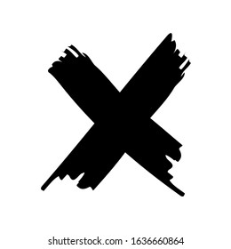 X or deny icon. Grunge X mark. Grunge letter X.