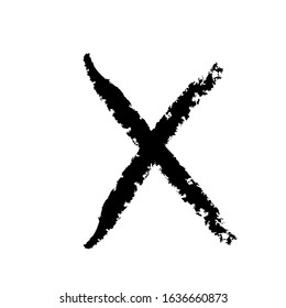 X or deny icon. Grunge X mark. Grunge letter X.