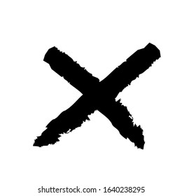 X or deny icon. Grunge X mark. Grunge letter X.
