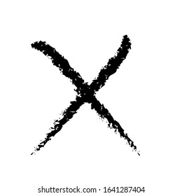 X or deny icon. Grunge X mark. Grunge letter X.