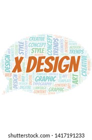 X Design word cloud. Wordcloud made with text only.