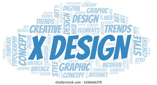 X Design word cloud. Wordcloud made with text only.