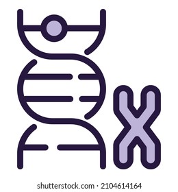 X Dna Gene Icon Outline Vector. Lab Mutation. Genome Rna