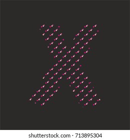 X dotted vector alphabet letter isolated on black background