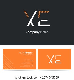 X & E line logo stroke letter design with business card template