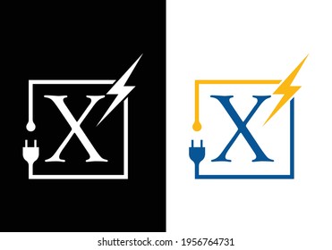 X Electrical Logo template Lighting bolt sign symbol