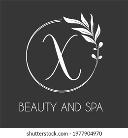 X Elegant Luxury Initial Letter Logo Concept with Wreath leaves for Beauty, Cosmetic, Salon, Spa, Body care, Healthy, Fashion, Wedding, Salon Business and Company