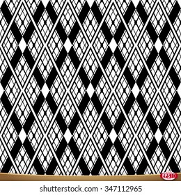 X elements geometric based pattern with diagonal lines. Black and white contrast simple seamless pattern.