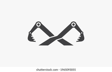 X excavator logo concept isolated on white background