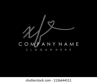 X F Initial handwriting logo vector