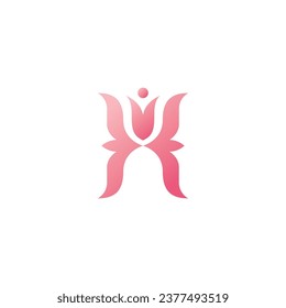 Vektorgrafik mit X Blumenlogo. Erstmaliges X-Logo