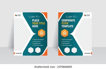 The X flyer, brochure template with green and orange colors. Suitable for your business, corporate, and agency.
