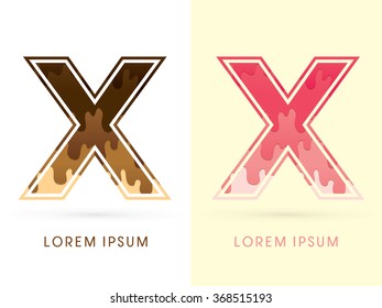 X Font , Chocolate and strawberry melt graphic vector