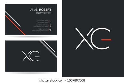 X & G joint stroke logo design with business card template