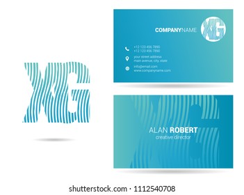 X & G waves joint logo design with business card template