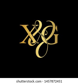 X & G XG logo initial vector mark. Initial letter X & G XG luxury art vector mark. Logo gold color on black background.