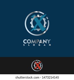 X Gear logo designs concept vector, Bright Mechanic logo template, best Repair logo symbol