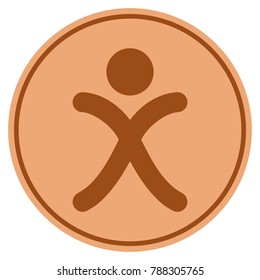 X Generation Boy bronze coin icon. Vector style is a copper flat coin symbol.