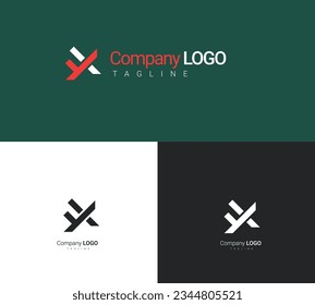 A and X geometric style logo concept. Abstract design built from tick and cross symbols. Creative minimal monogram monogram symbol. Modern vector element emblem. letter X logo