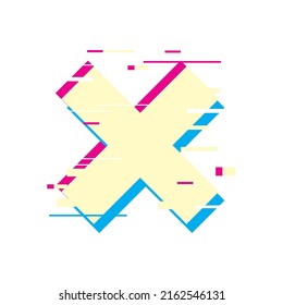 x with glitch effect over white