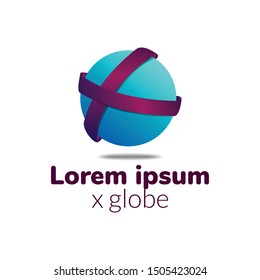 x globe vector logo identity with shade