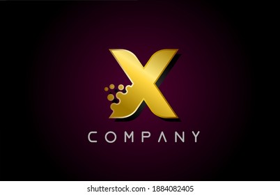 X gold golden letter logo icon. Creative alphabet design for business and company