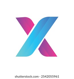 Logotipo abstracto de la letra de la tipografía del gradiente X 
