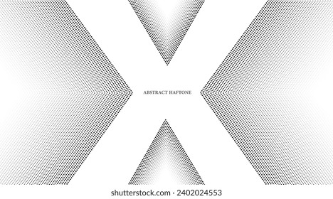 X Gradient halftone dots background. Abstract dotted vector background. Halftone effect