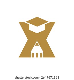 X Graduation Hat and Pencil Logo.