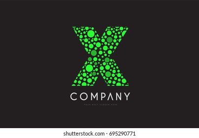 x green bubble circle dot alphabet letter bold logo vector creative company icon design template modern background