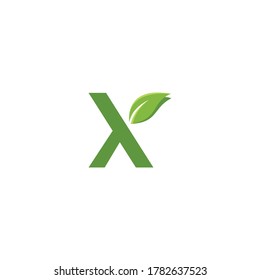 X green leaf vector logo design