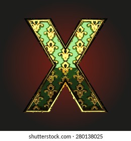 x green vector letter with gold