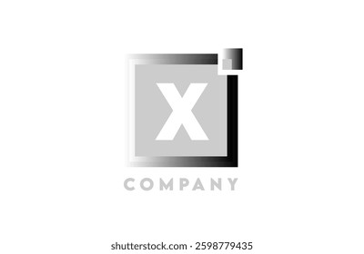 X grey gradient white square corporate letter alphabet logo icon design suitable for a company or business
