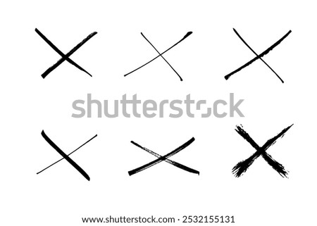 X grunge icon. Hand drawn sketch. Vector brush strokes. Abstract cross sign